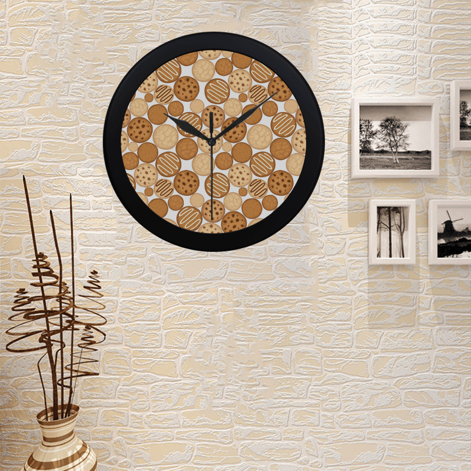 Various cookie pattern Elegant Black Wall Clock