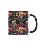 Sugar skulls flower maxican pattern Morphing Mug Heat Changing Mug