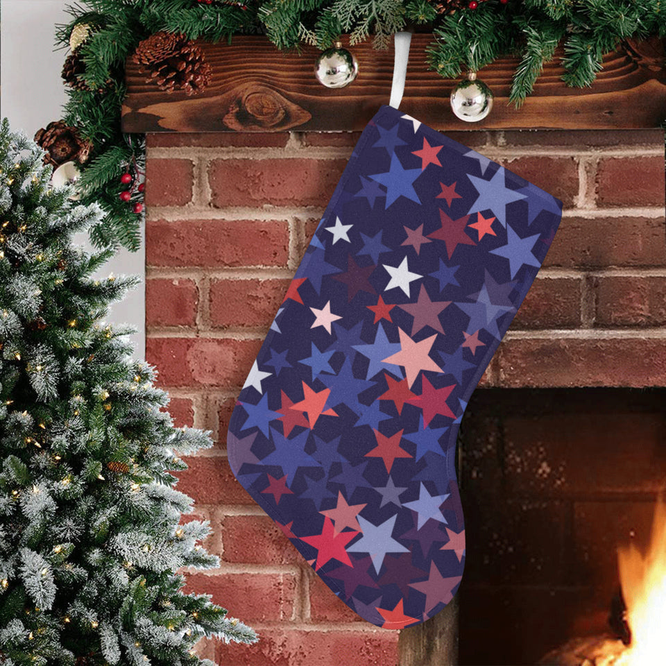 Red blue star pattern Christmas Stocking