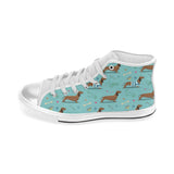 Dachshund decorative background Women's High Top Canvas Shoes White