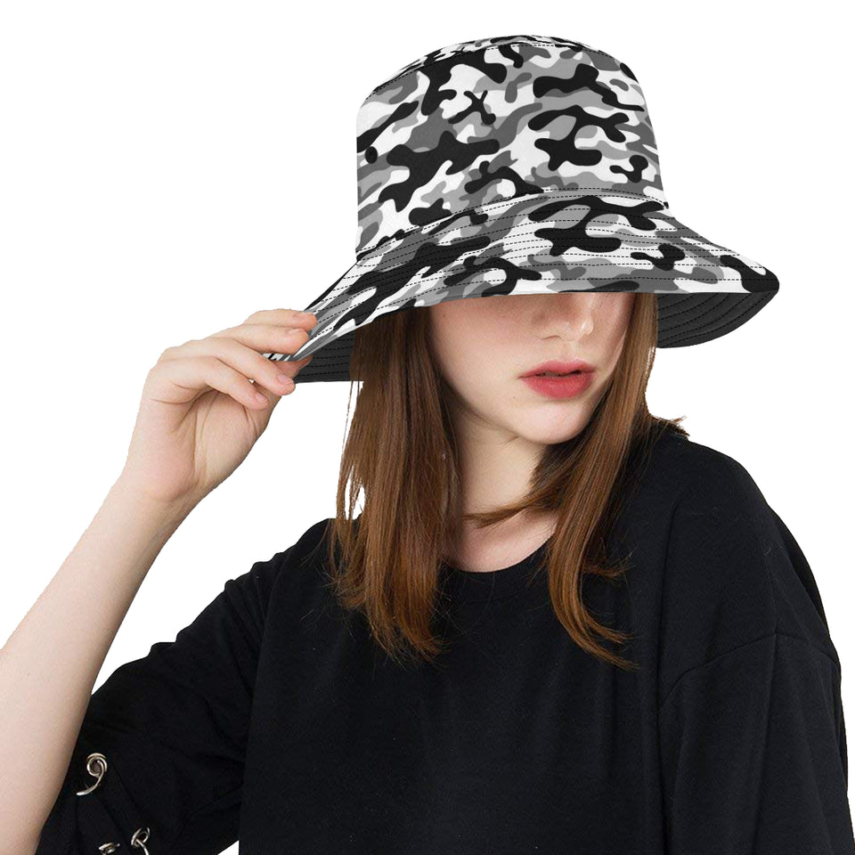 Black white camouflage pattern Unisex Bucket Hat