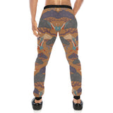 Bonsai bamboo stork japanese pattern brown theme Unisex Casual Sweatpants