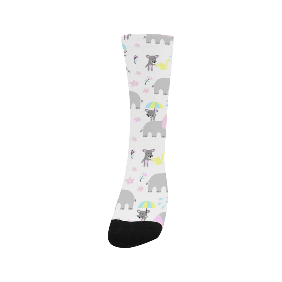 Cute elephant mouse pattern Crew Socks