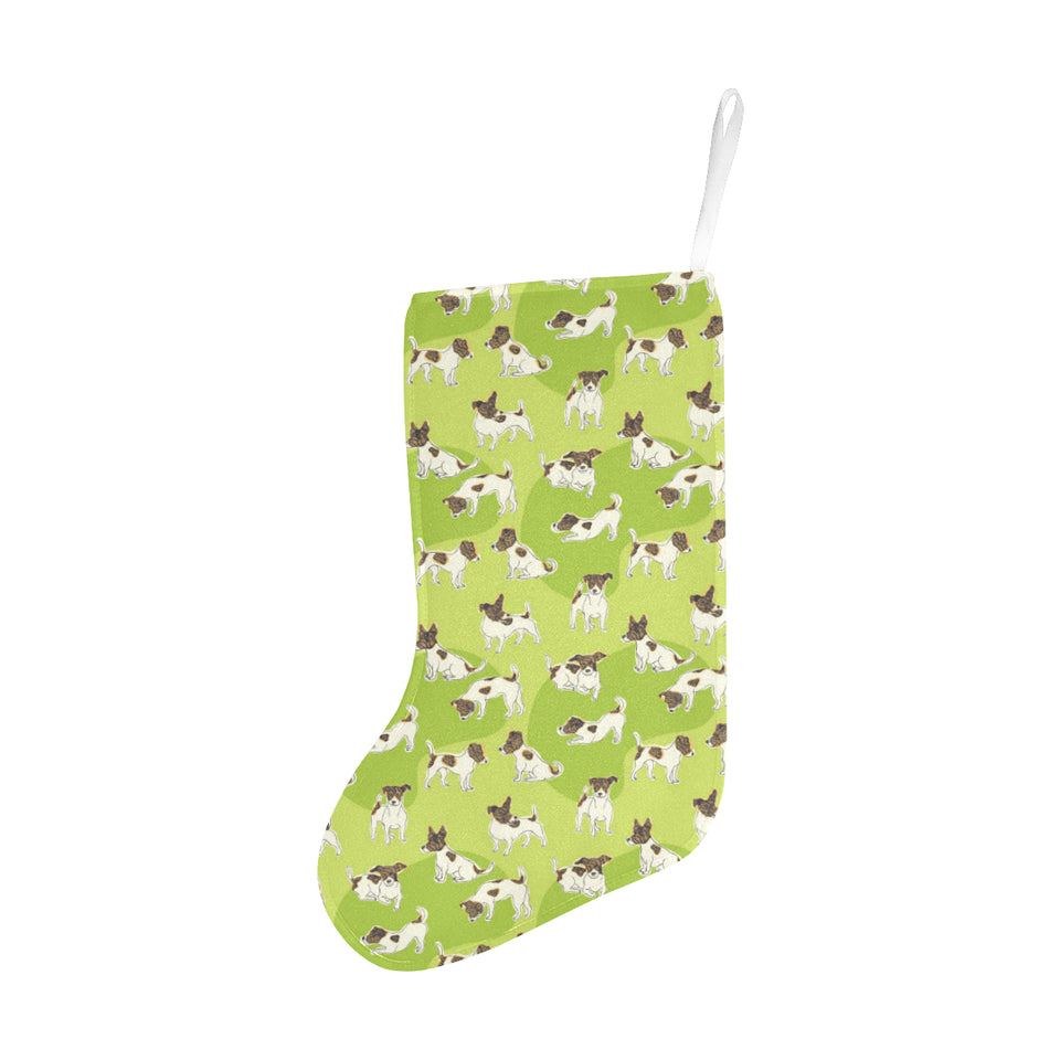 Jack Russel Pattern Print Design 01 Christmas Stocking