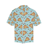 Hand drawn pizza blue background Men's All Over Print Hawaiian Shirt