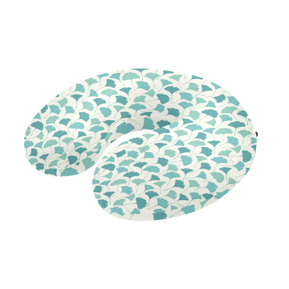 Green ginkgo leaves pattern U-Shaped Travel Neck Pillow