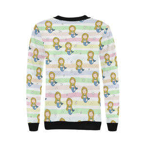 Cute hand drawn mermaid Women's Crew Neck Sweatshirt