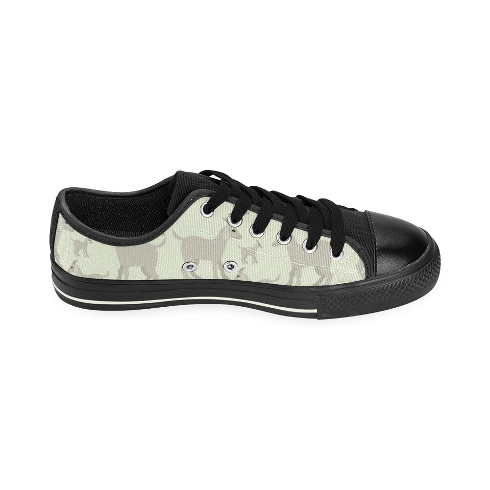 Little young goat pattern Men's Low Top Canvas Shoes Black