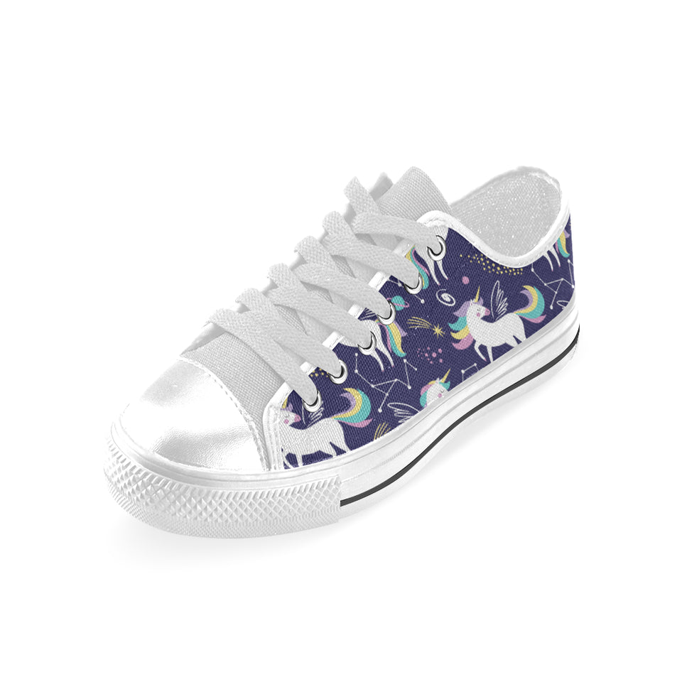 Hand drawn cute unicorn star planet Men's Low Top Shoes White