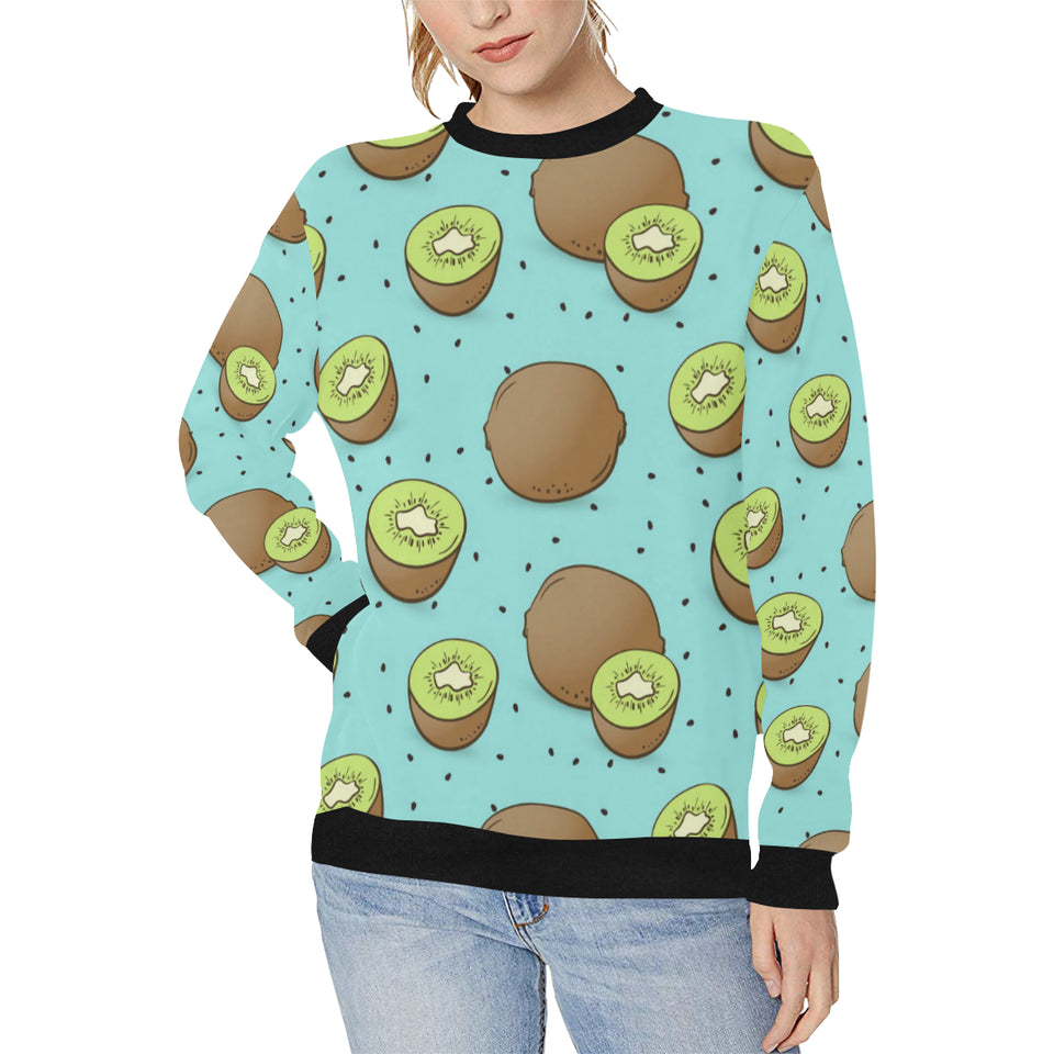 Kiwi blue background Women's Crew Neck Sweatshirt