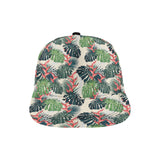 heliconia flowers, palm and monstera leaves All Over Print Snapback Cap