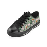 Toucan tropical green jungle palm pattern Men's Low Top Canvas Shoes Black