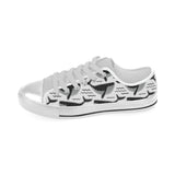 Black whale pattern Men's Low Top Shoes White