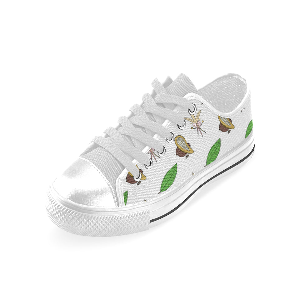 Color hand drawn cacao pattern Men's Low Top Shoes White