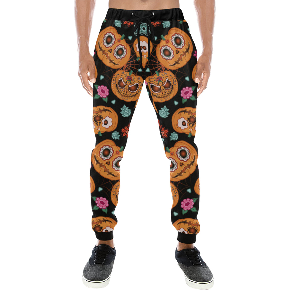Pumpkin flowers spiderweb Halloween theme Unisex Casual Sweatpants