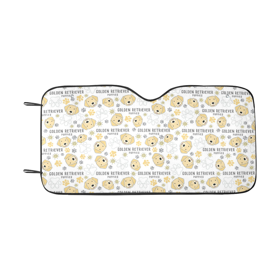 Golden Retriever Pattern Print Design 04 Car Sun Shade