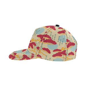 Red Bonsai gray sun japanese pattern All Over Print Snapback Cap