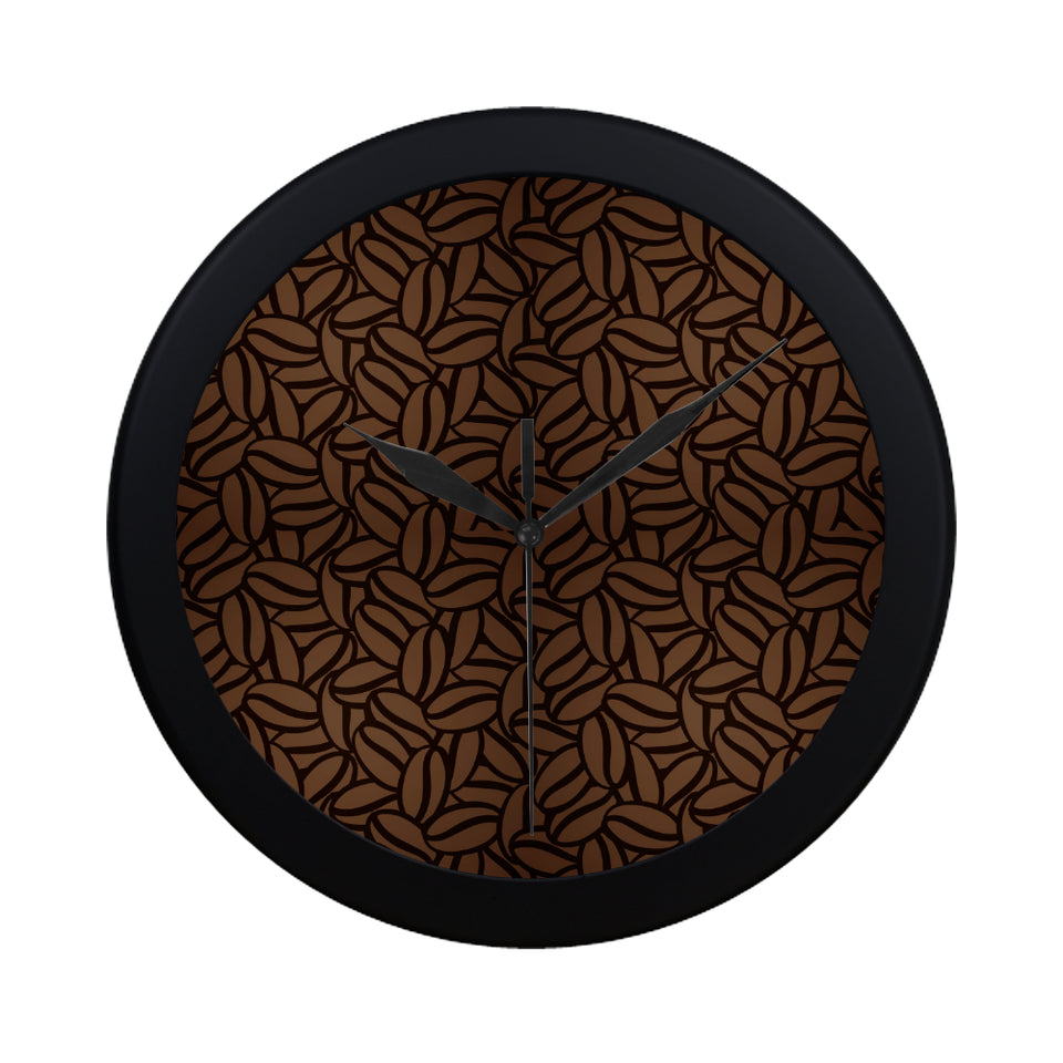 coffee bean pattern Elegant Black Wall Clock
