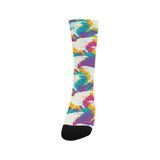 Colorful crow illustration pattern Crew Socks