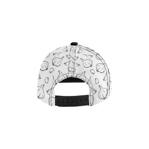 Garlic pattern black white All Over Print Snapback Cap