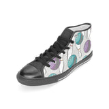 Bowling ball and pin gray background Women's High Top Canvas Shoes Black