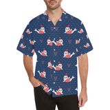 Cute sea lion seal christmas hat candy cane heart Men's All Over Print Hawaiian Shirt