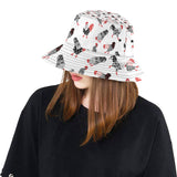 Cool rooster chicken cock floral ornament backgrou Unisex Bucket Hat