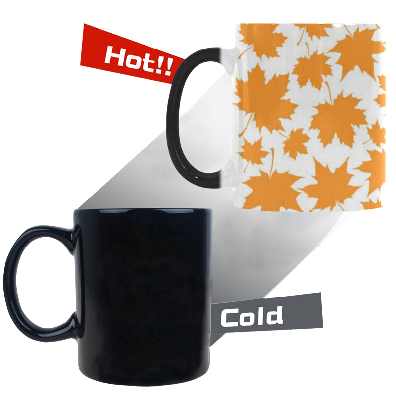 Orange Maple Leaf pattern Morphing Mug Heat Changing Mug