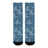 Hand drawn sailboat pattern Crew Socks