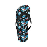 Skull flower roses leave pattern Unisex Flip Flops