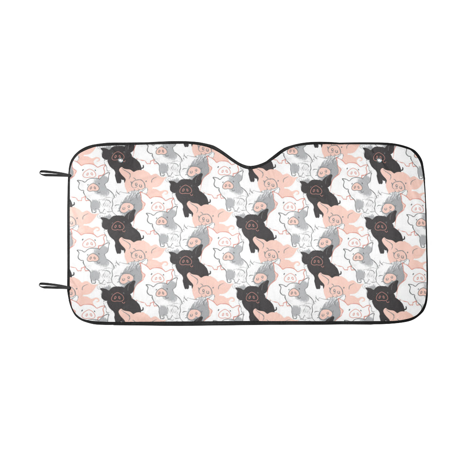 Pig Pattern Print Design 05 Car Sun Shade