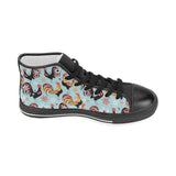 Rooster chicken cock snowfalke Women's High Top Canvas Shoes Black