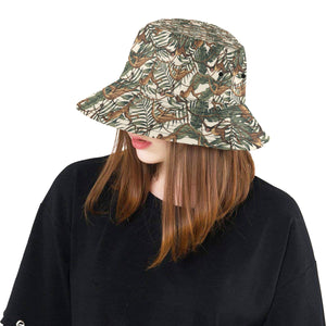 Monkey tropical leaves background Unisex Bucket Hat