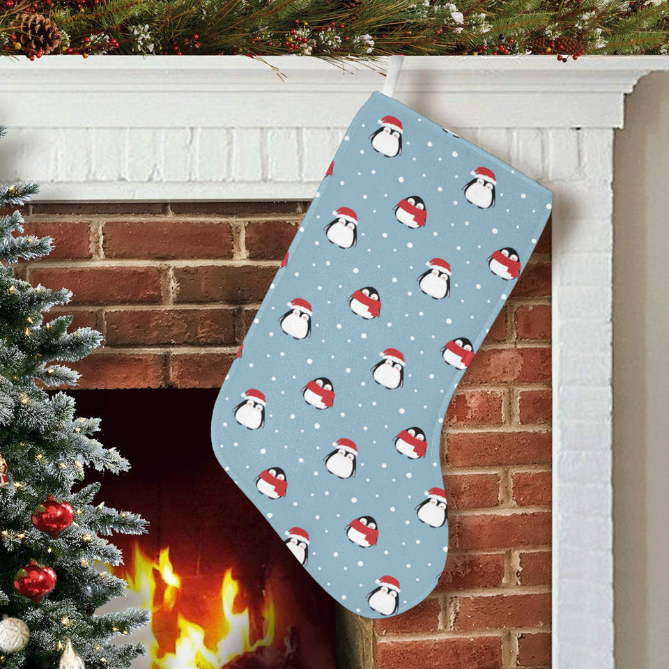 Cute penguin christmas snow pattern Christmas Stocking