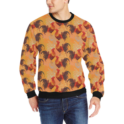 red rooster chicken cock pattern Men's Crew Neck Sweatshirt