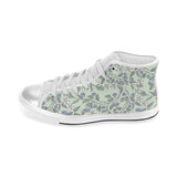 hand drawn blueberry pattern Women's High Top Canvas Shoes White