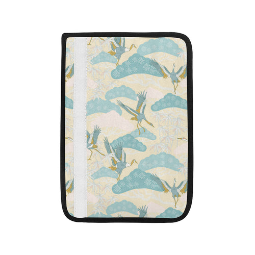 Bonsai bamboo stork japanese pattern cream theme Car Seat Belt Cover