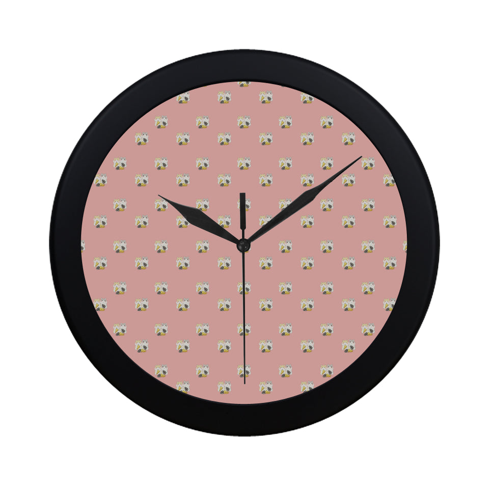 Cute hamster cheese pattern pink background Elegant Black Wall Clock