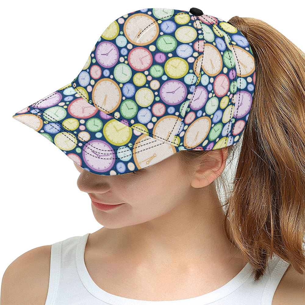 Colorful clock background All Over Print Snapback Cap