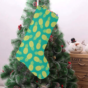 Pineapples pattern green background Christmas Stocking
