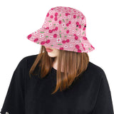 cherry flower pattern pink background Unisex Bucket Hat