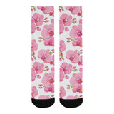 pink purple orchid pattern background Crew Socks