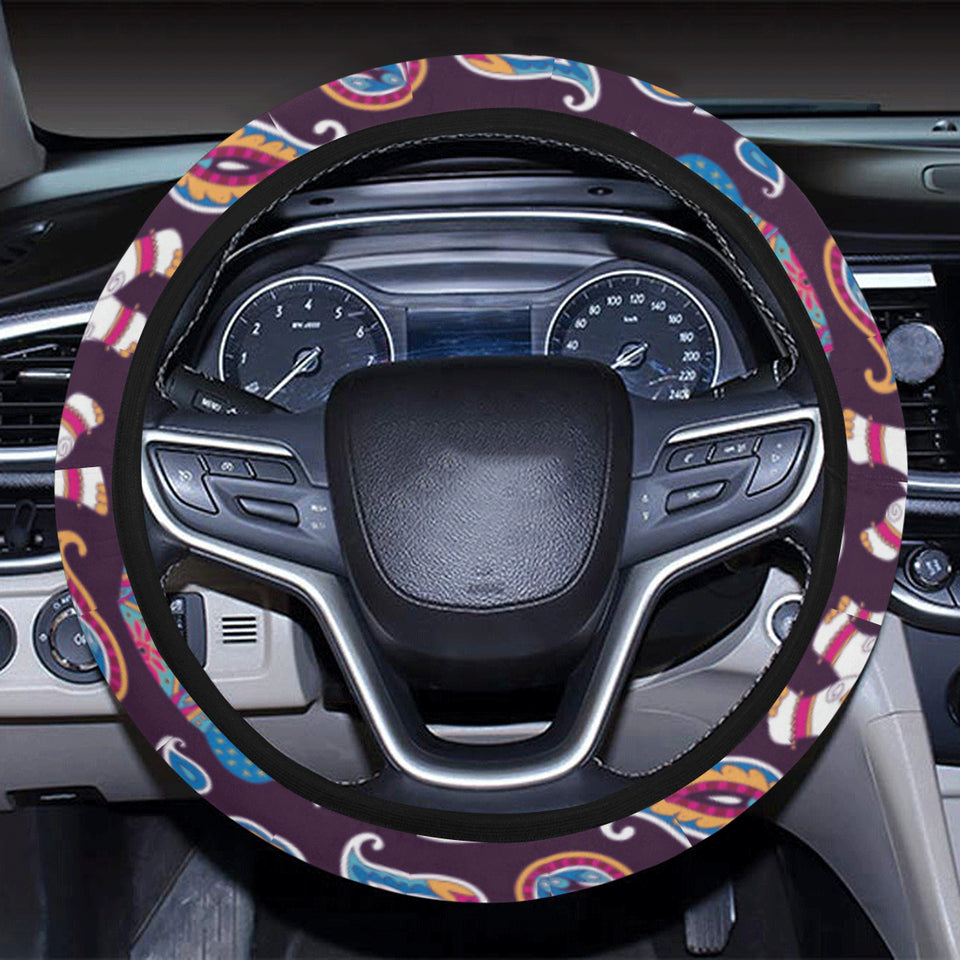 Elephant indian style ornament pattern Car Steering Wheel Cover