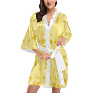 Cheese texture Women's Short Kimono Robe