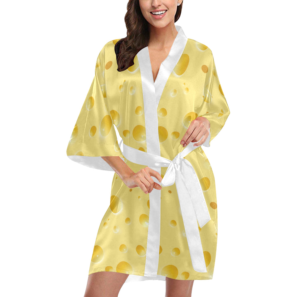 Cheese texture Women's Short Kimono Robe