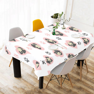 Cute pugs pink heart paw pattern Tablecloth
