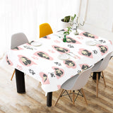 Cute pugs pink heart paw pattern Tablecloth