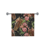 Horse head wild roses pattern Bath Towel
