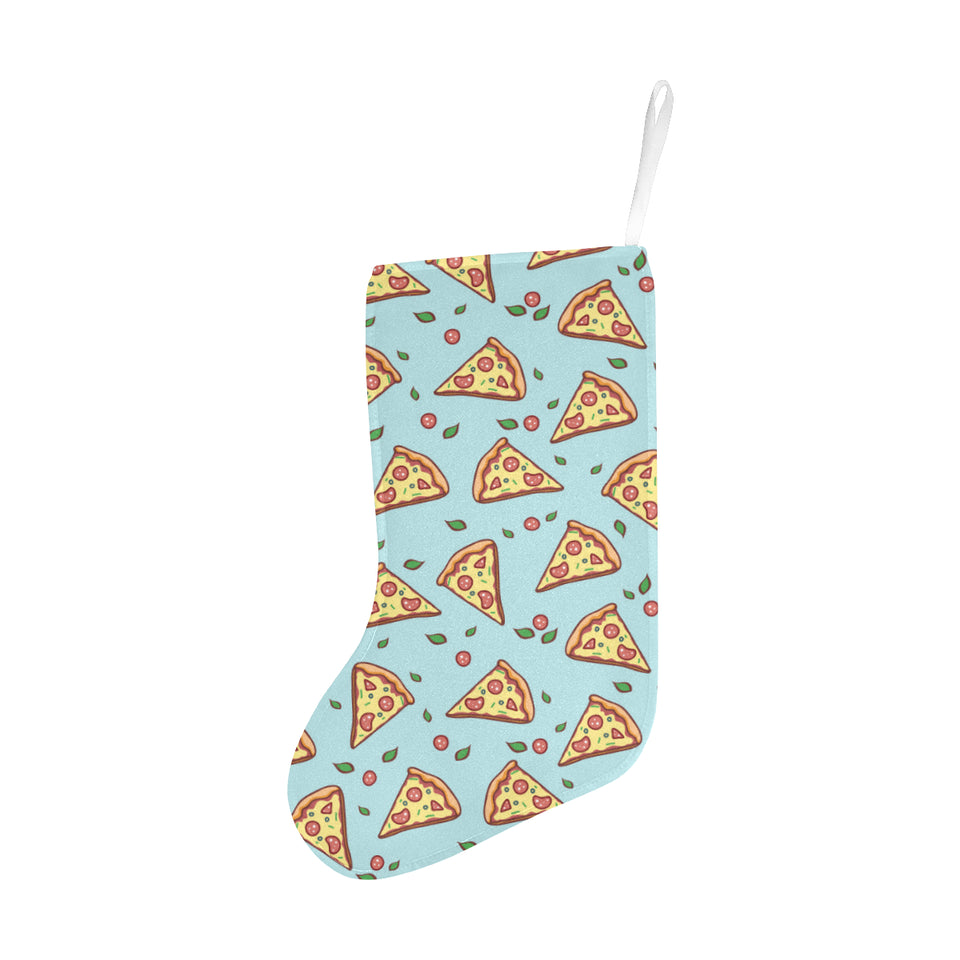 Hand drawn pizza blue background Christmas Stocking