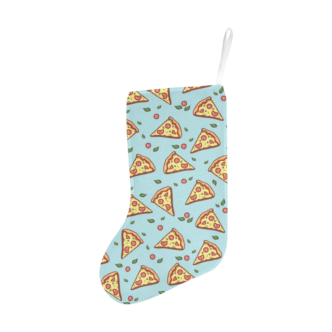 Hand drawn pizza blue background Christmas Stocking